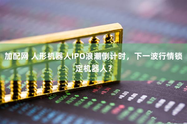 加配网 人形机器人IPO浪潮倒计时，下一波行情锁定机器人？
