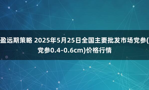 盈远期策略 2025年5月25日全国主要批发市场党参(党参0.4-0.6cm)价格行情
